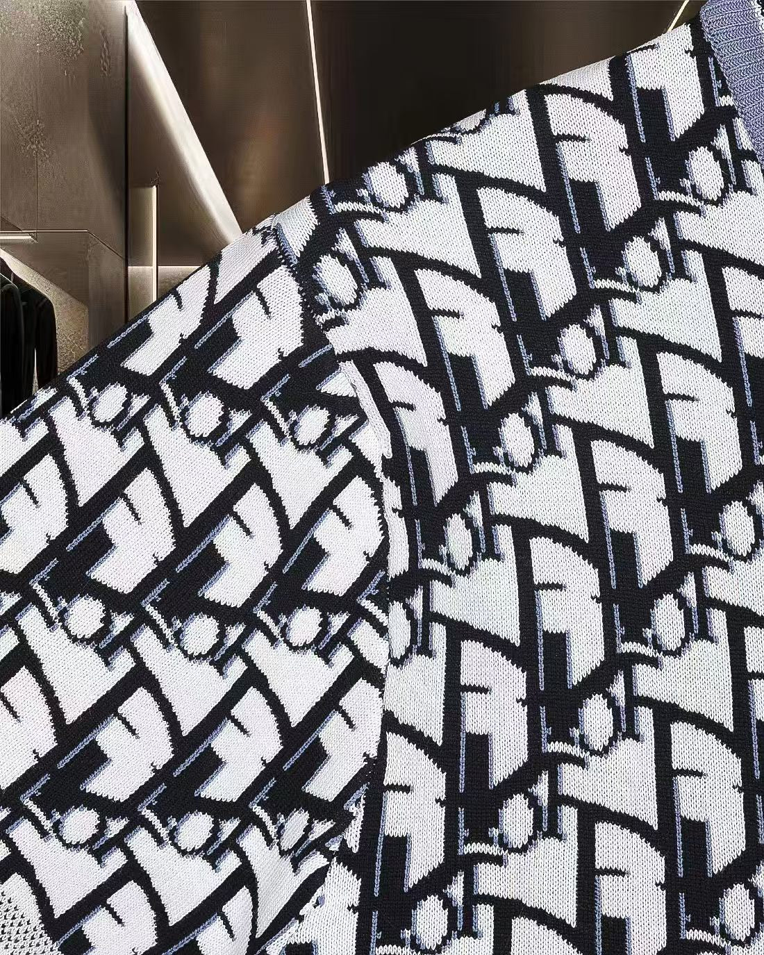New Jacquard Knitted Short Sleeve T-shirt