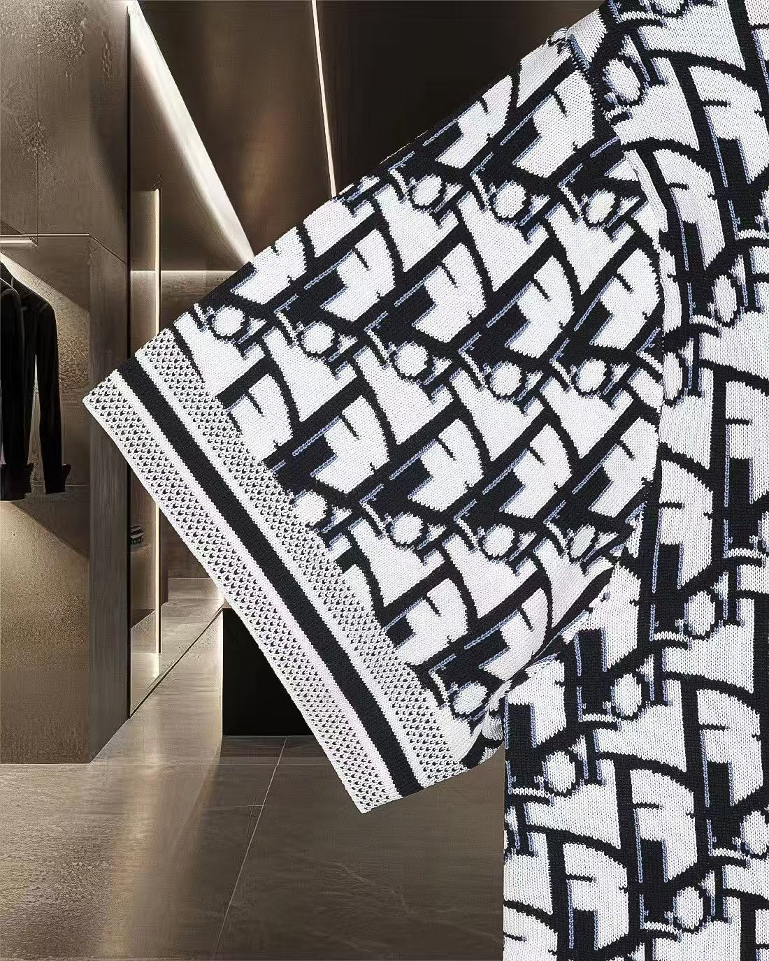 New Jacquard Knitted Short Sleeve T-shirt