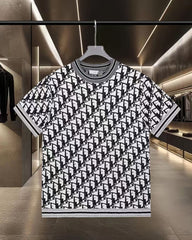 New Jacquard Knitted Short Sleeve T-shirt