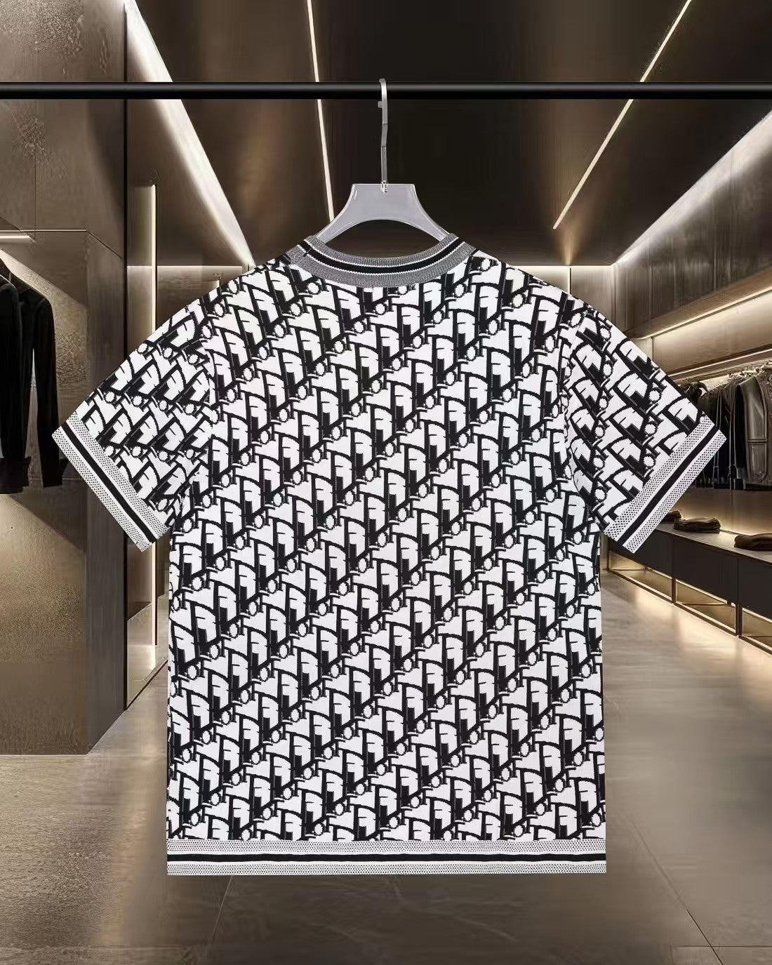 New Jacquard Knitted Short Sleeve T-shirt