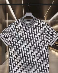 New Jacquard Knitted Short Sleeve T-shirt