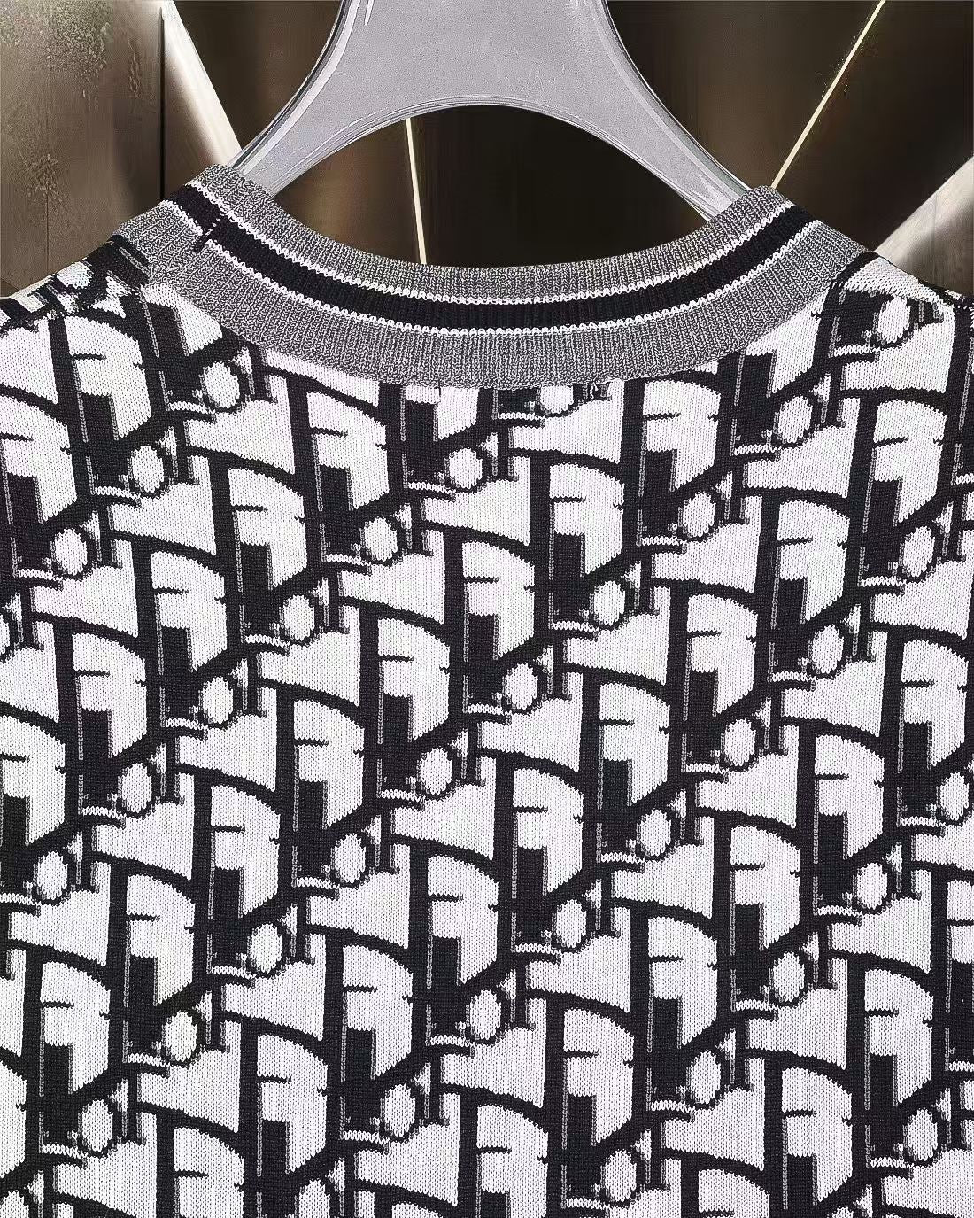 New Jacquard Knitted Short Sleeve T-shirt