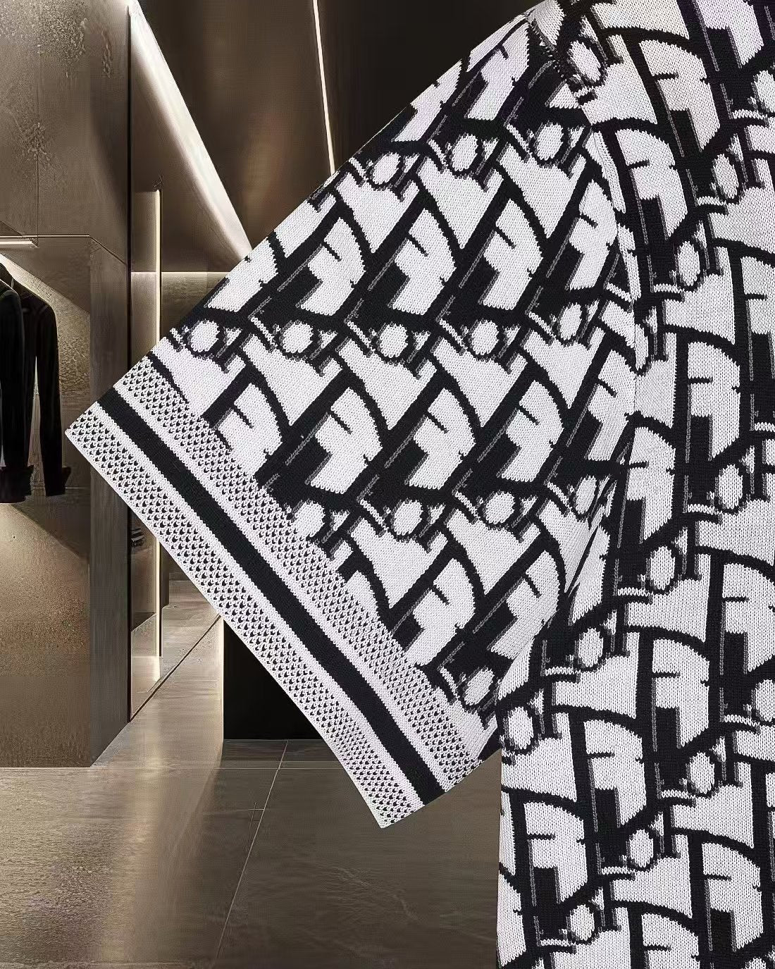 New Jacquard Knitted Short Sleeve T-shirt