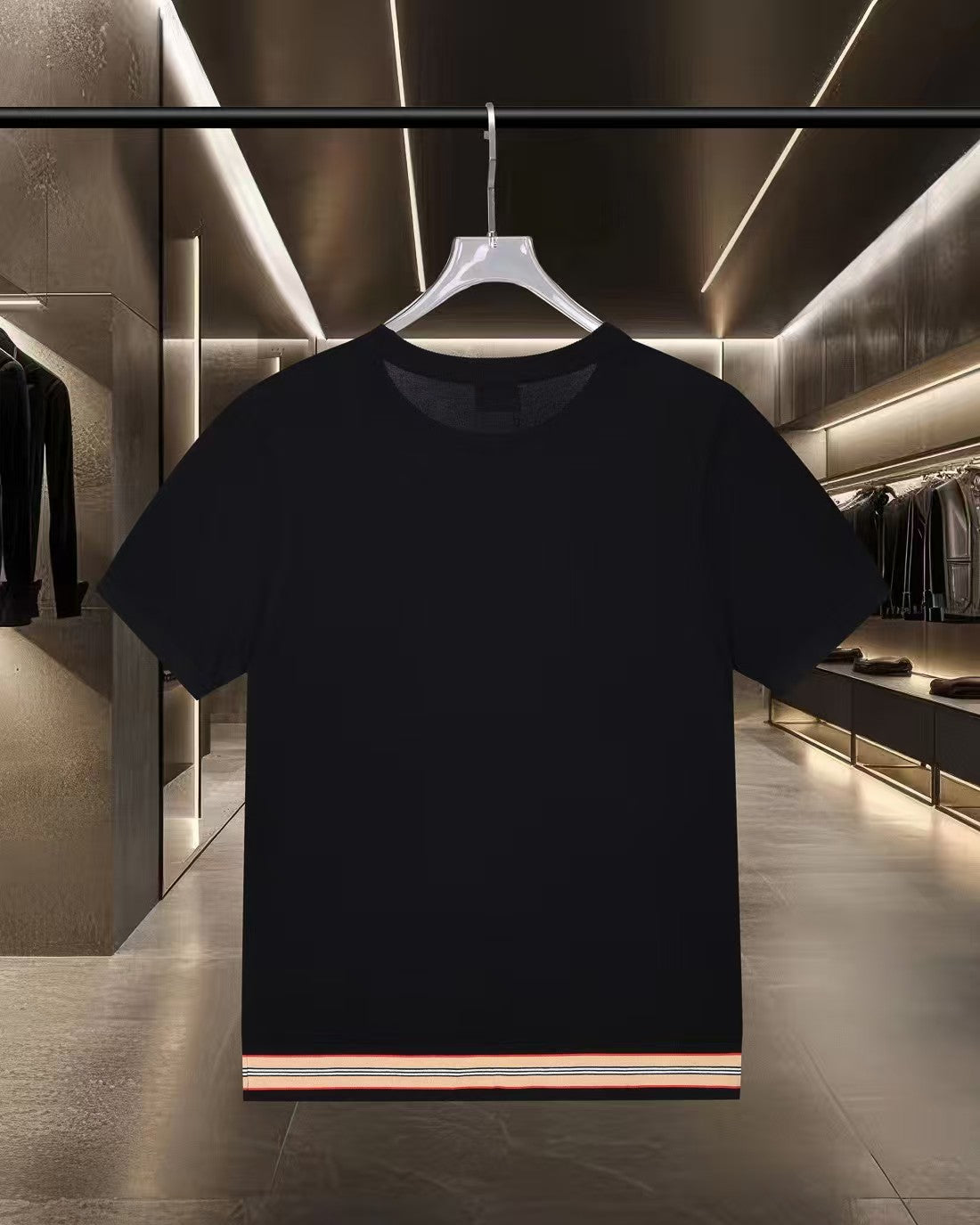 New striped knitted casual short sleeved T-shirt