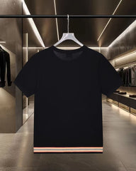 New striped knitted casual short sleeved T-shirt