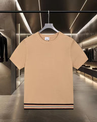 New striped knitted casual short sleeved T-shirt