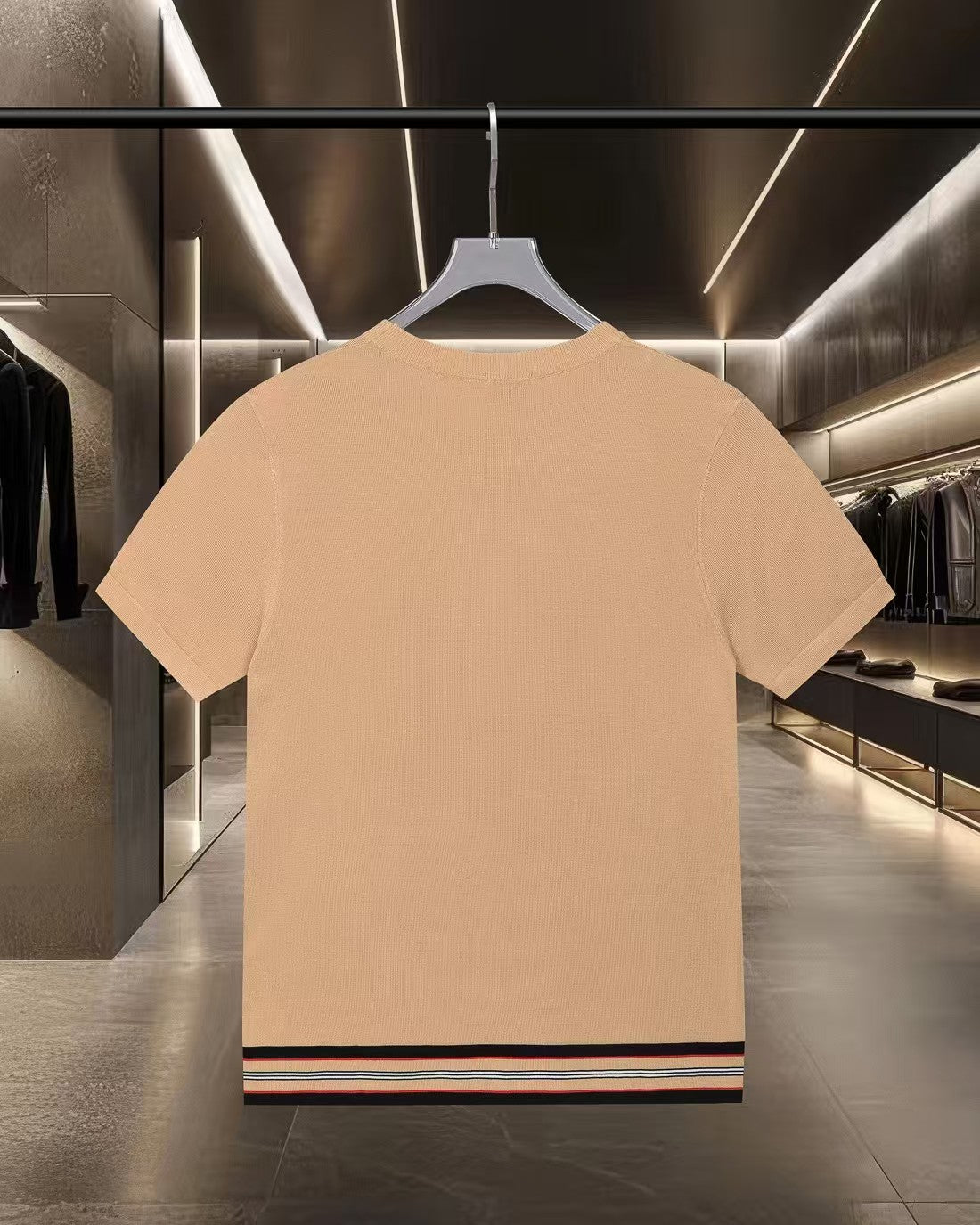 New striped knitted casual short sleeved T-shirt