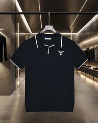 New embroidered knitted short sleeved polo shirt