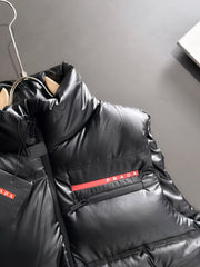 New red bar down vest