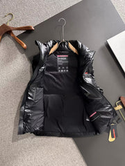 New red bar down vest