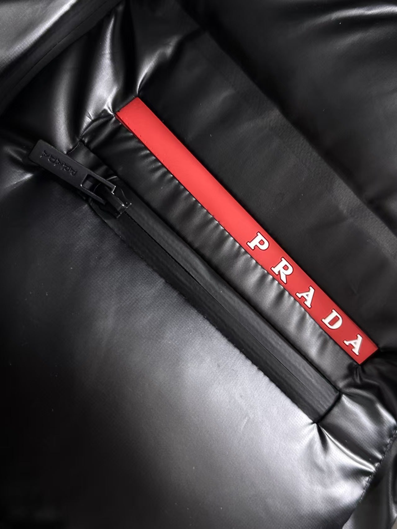 New red bar down vest