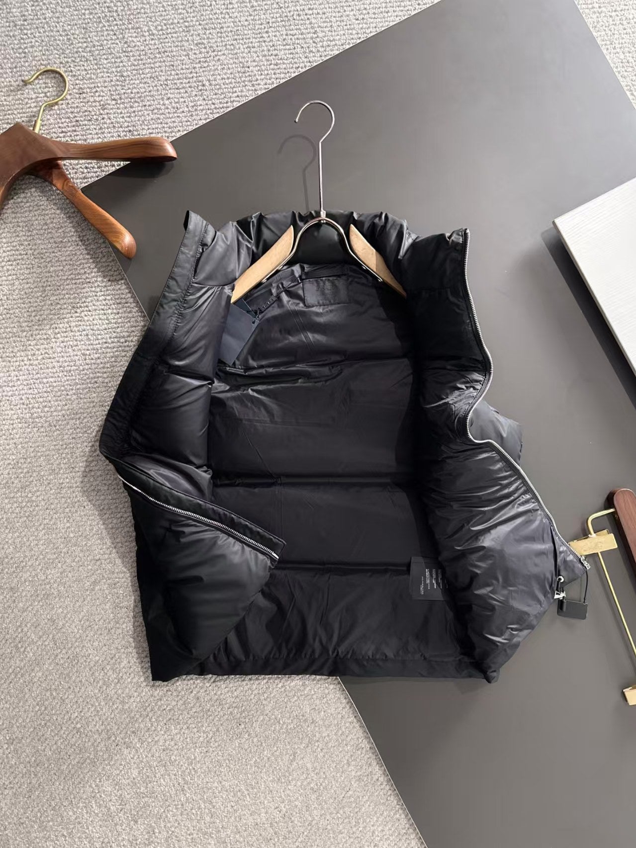 New pocket style coated down vest