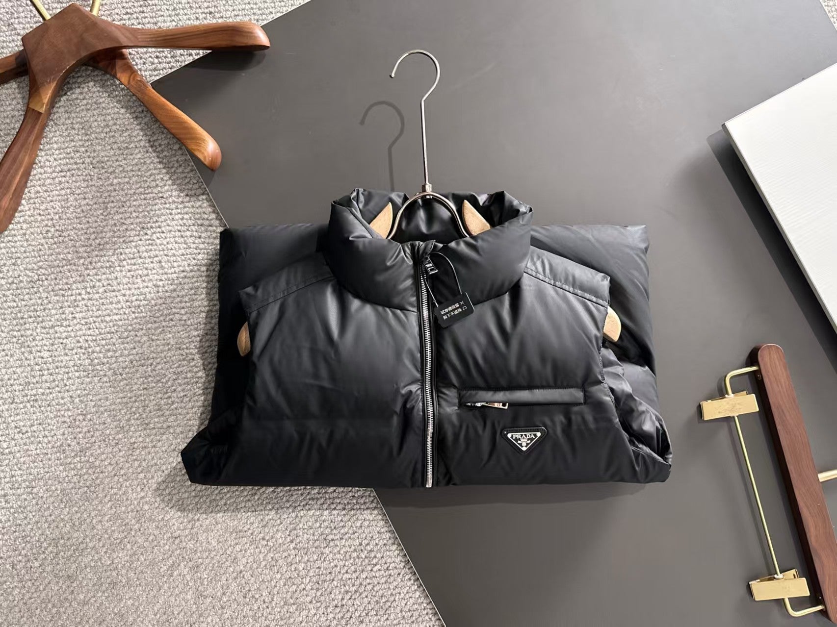 New pocket style coated down vest
