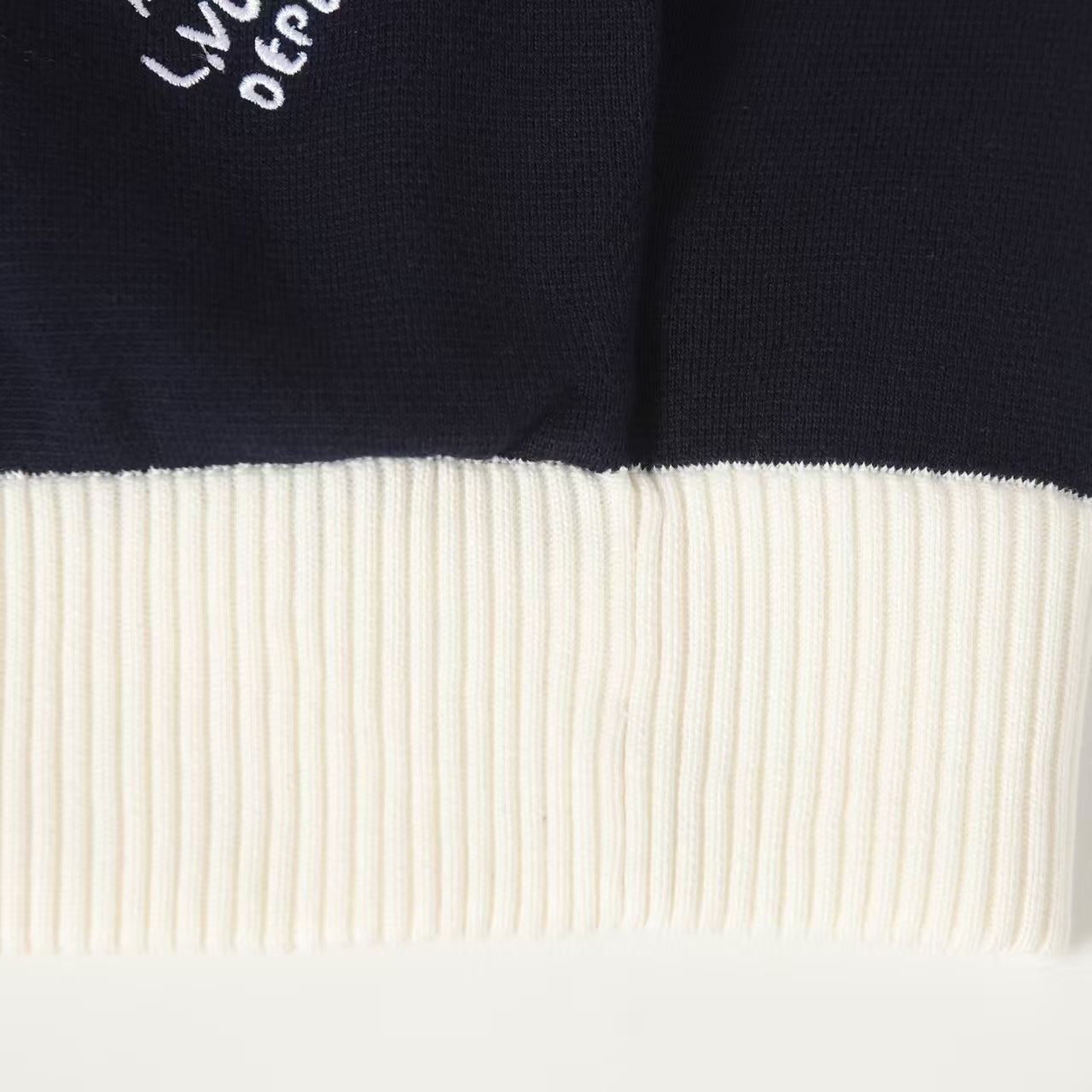 New striped contrasting stand up collar sweater