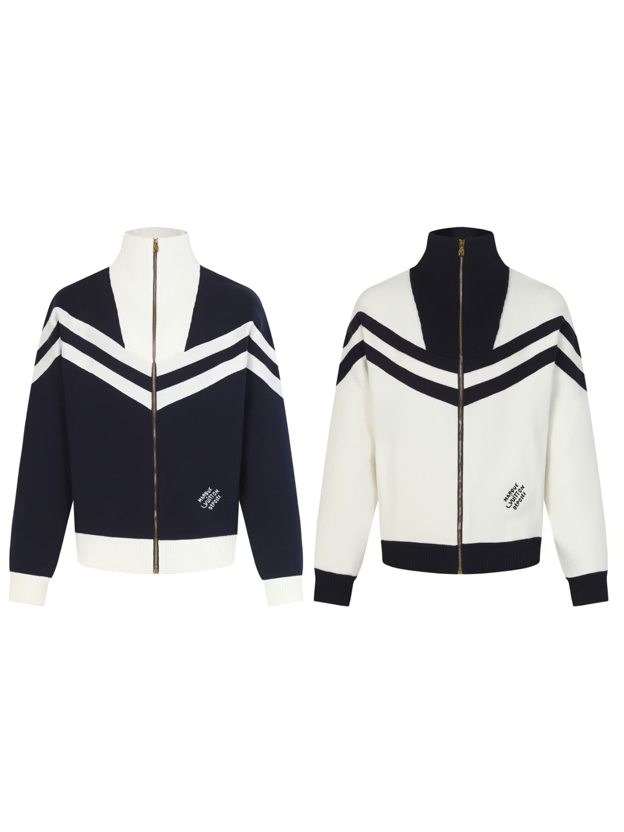 New striped contrasting stand up collar sweater