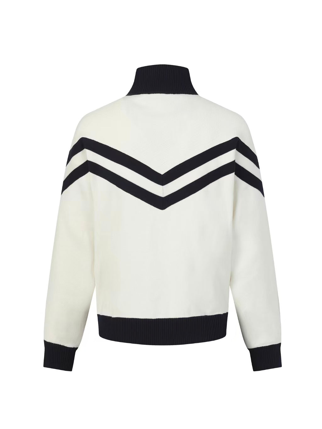 New striped contrasting stand up collar sweater