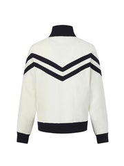New striped contrasting stand up collar sweater