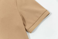 Brown Plaid Patchwork Polo Shirt