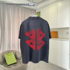 Summer new personalized letter printed short sleeved shirt