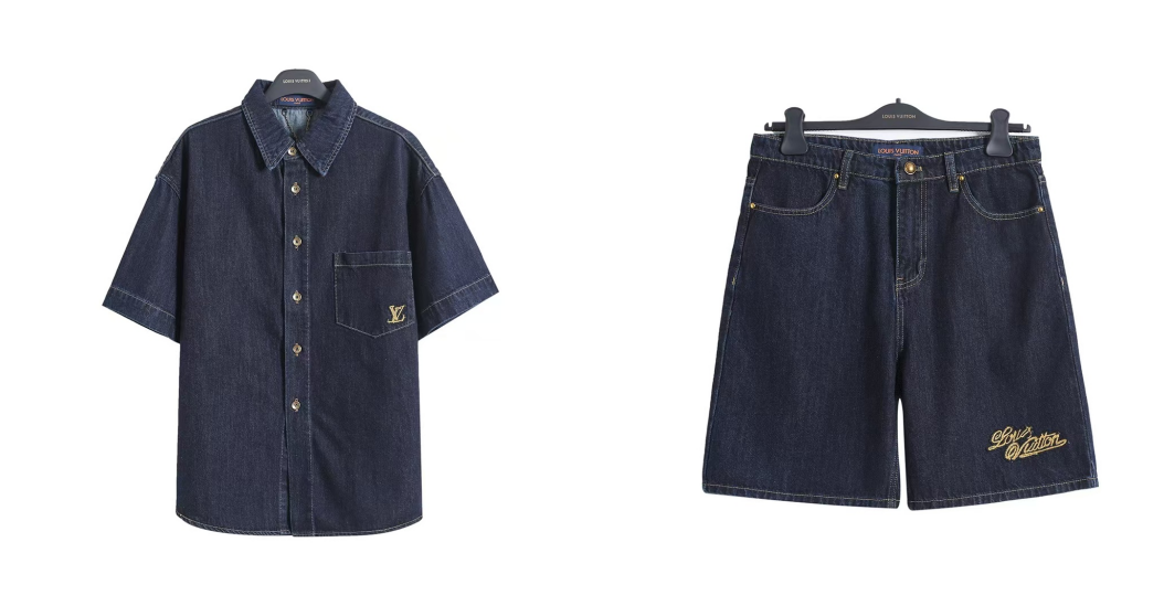 Embroidered denim suit