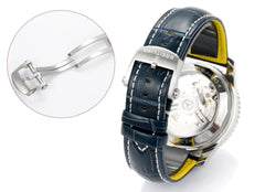 Chronograph - Silver Blue - N-Timer - Blue Leather - Automatic - 43mm