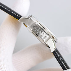 Chronograph - Panda face - Black Leather - Automatic - 42mm