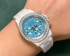 Ceramic white watch with crystal dial watch