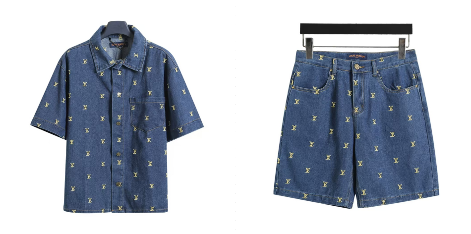 Full embroidered denim suit