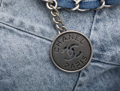 Handbag Washed Denim & Tone Metal Light