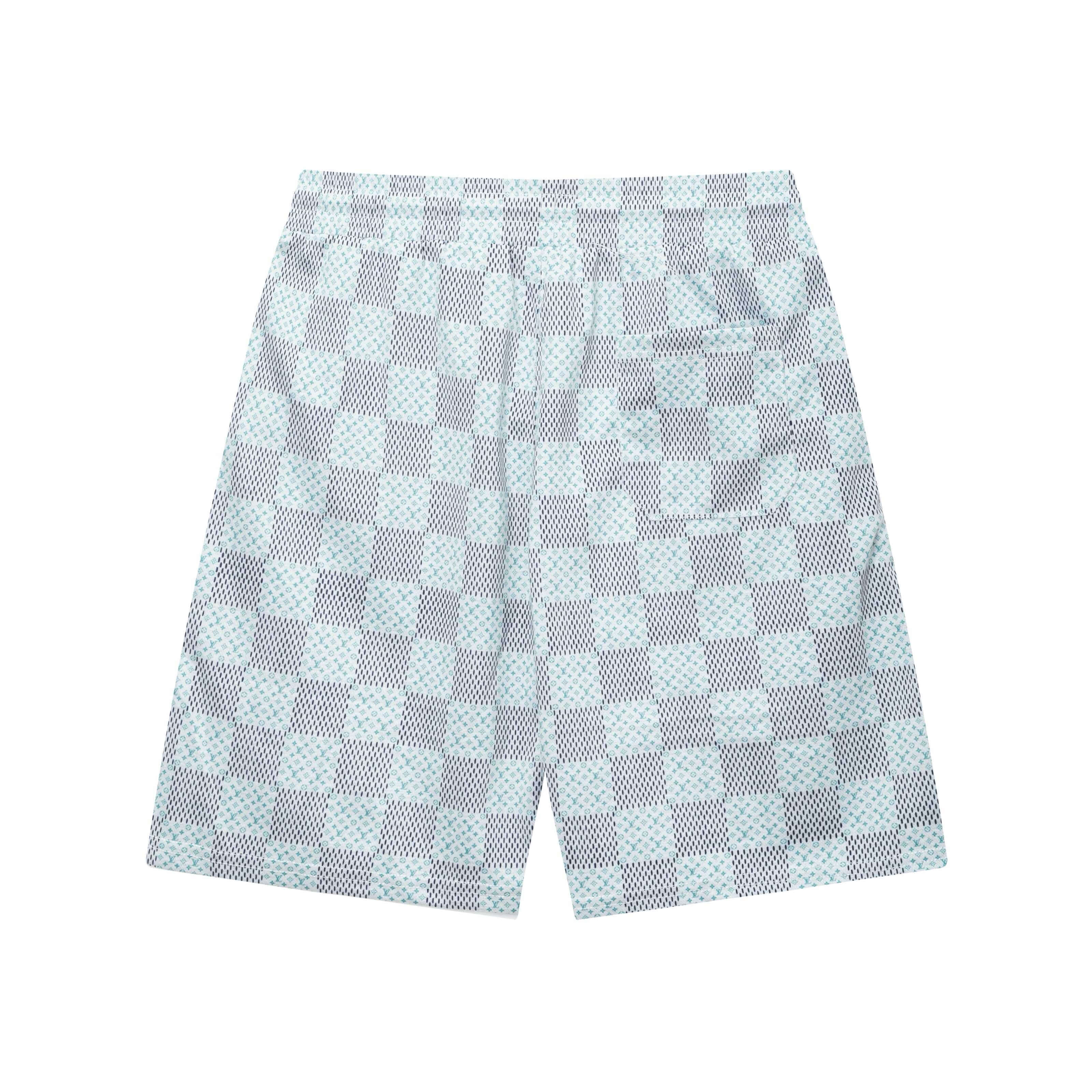 Plaid Letter Embroidery Beach Shorts