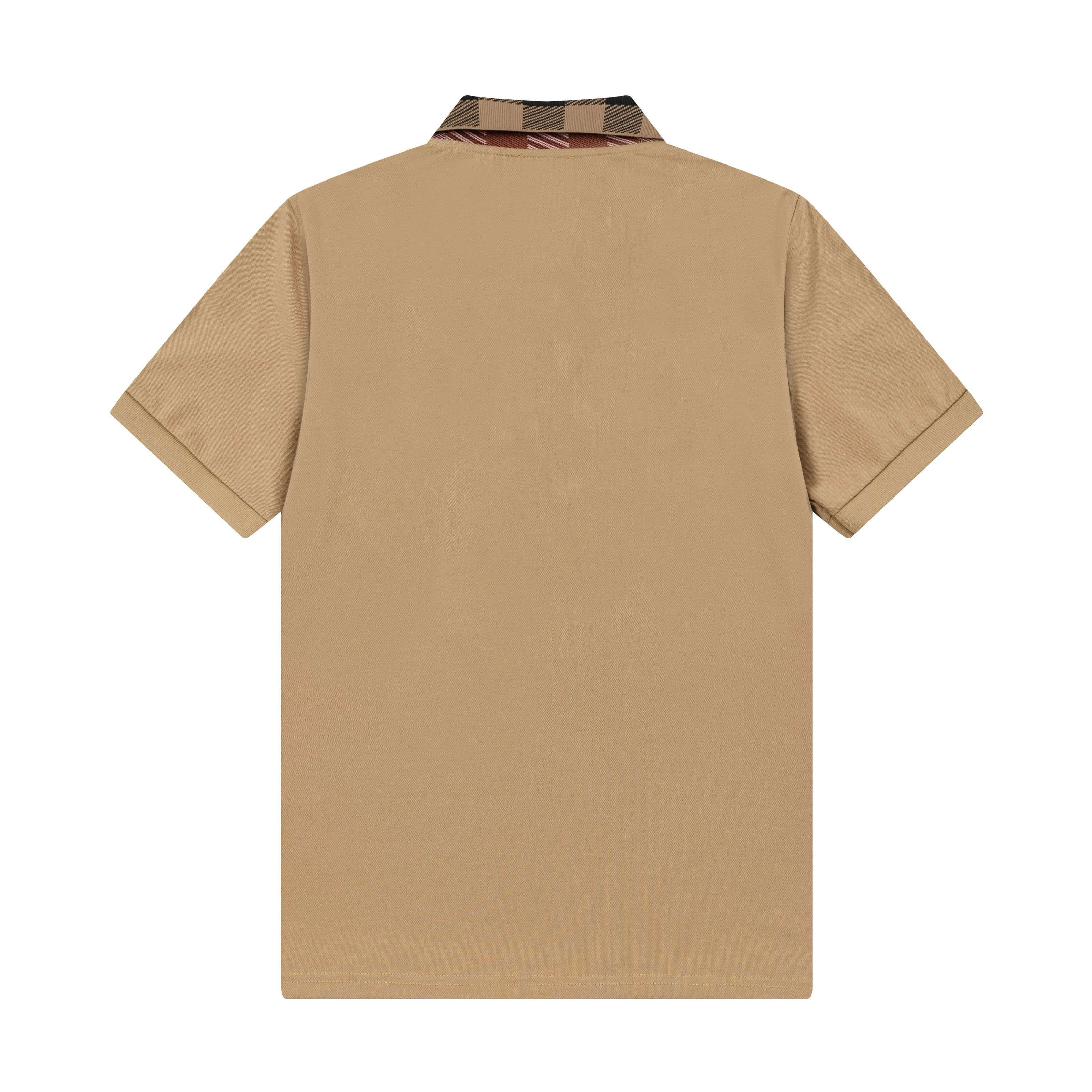 Brown Plaid Patchwork Polo Shirt
