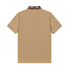 Brown Plaid Patchwork Polo Shirt