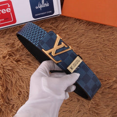 Classic Plaid Metal Buckle Leather Belt