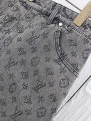 Exquisite Jacquard Denim Shorts
