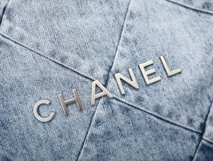 Handbag Washed Denim & Tone Metal Light