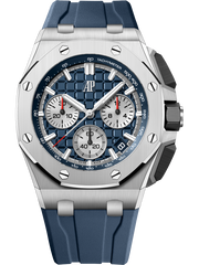Chronograph-Blue Rubber Strap - Titanium Steel - Quartz - 43mm