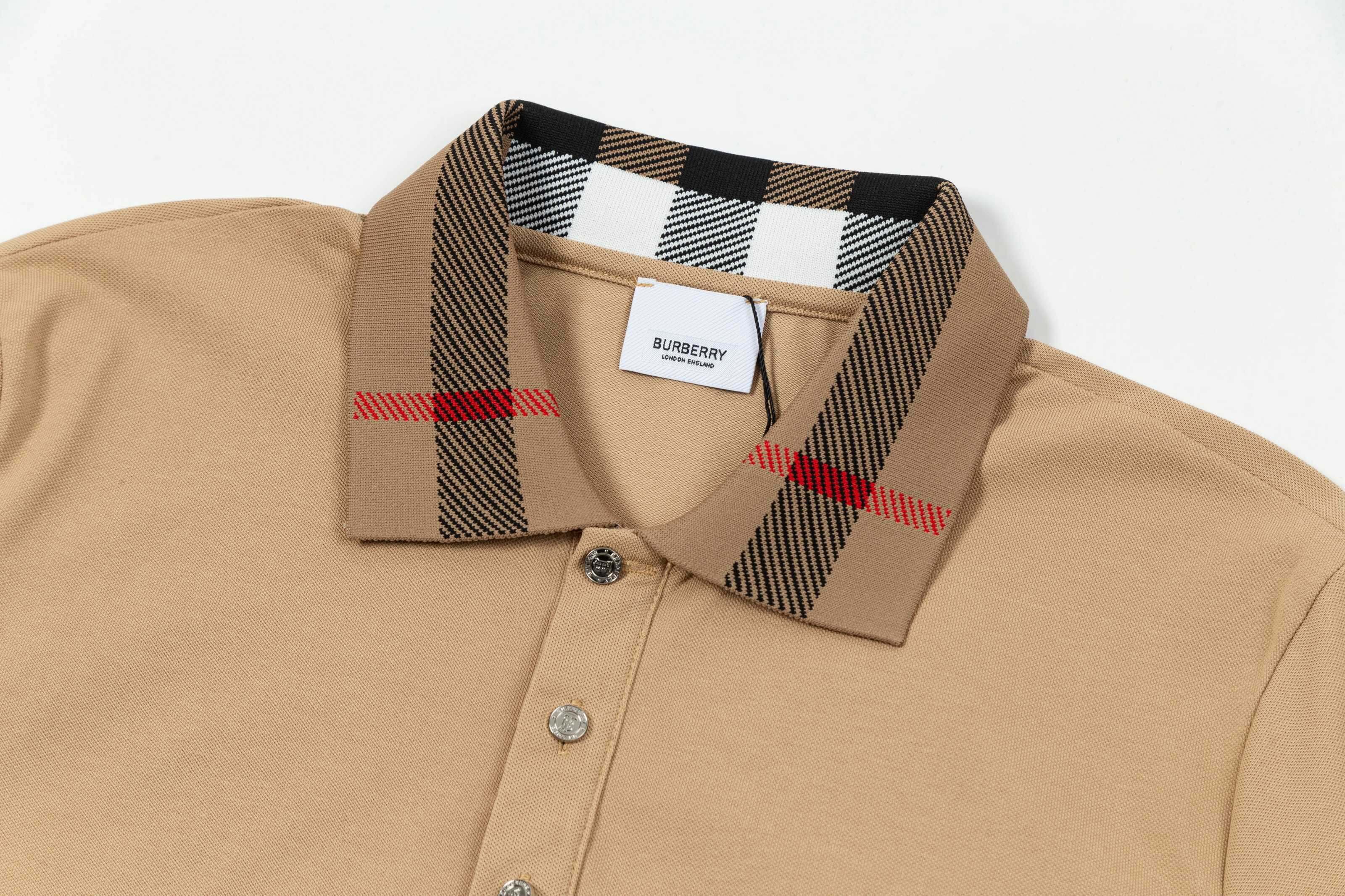 Brown Plaid Patchwork Polo Shirt