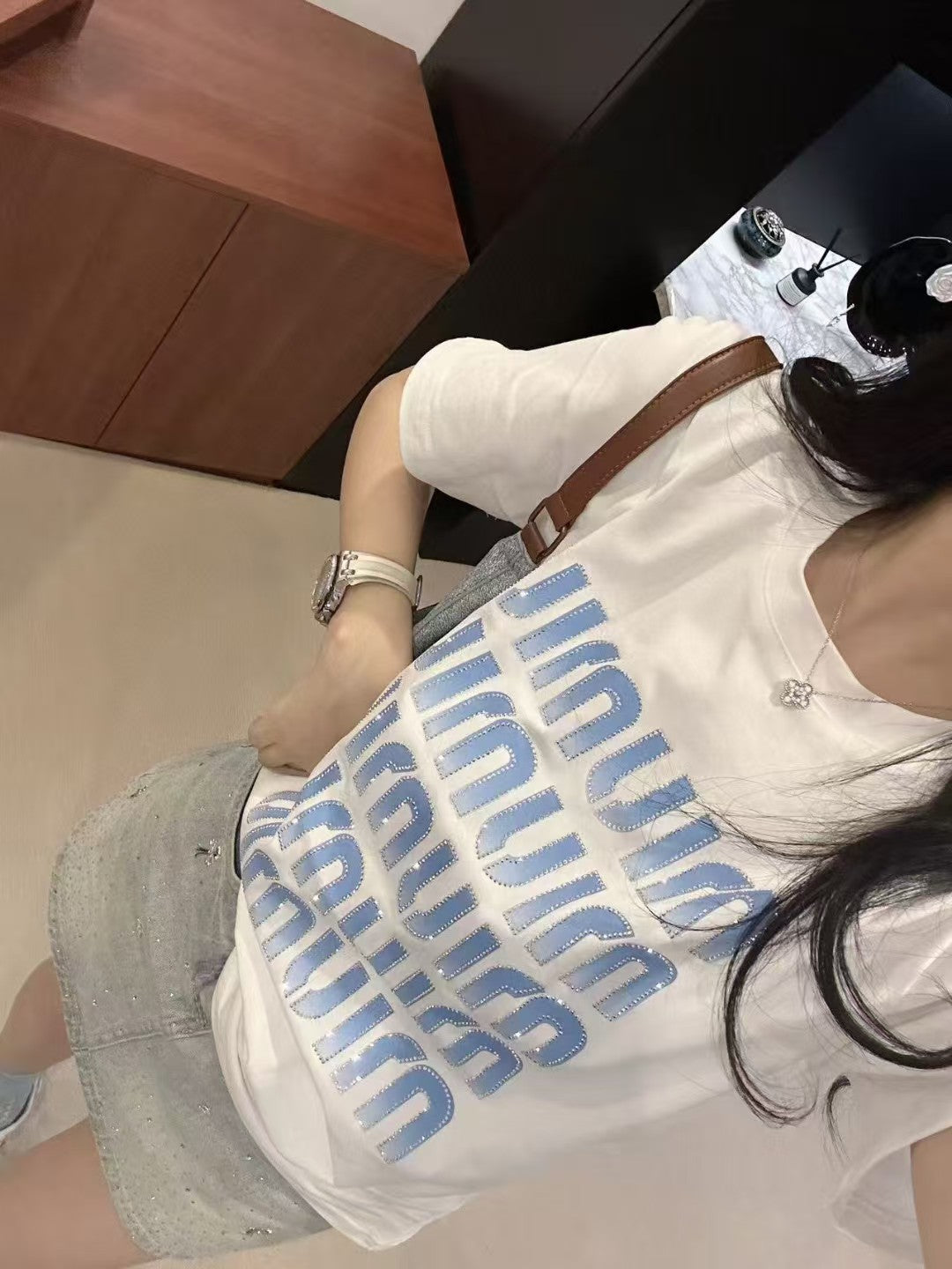 Women's full printed pure cotton short sleeved T-shirt