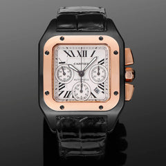 Chronograph - White Yellow 316L Steel - Black Leather - Automatic - 42mm
