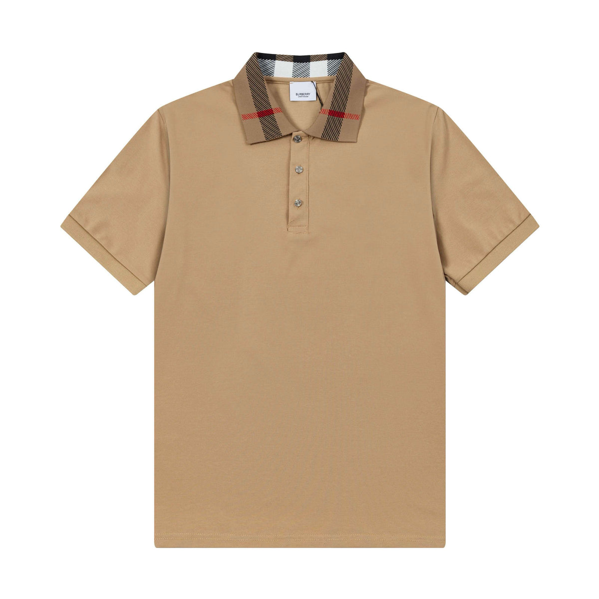 Brown Plaid Patchwork Polo Shirt