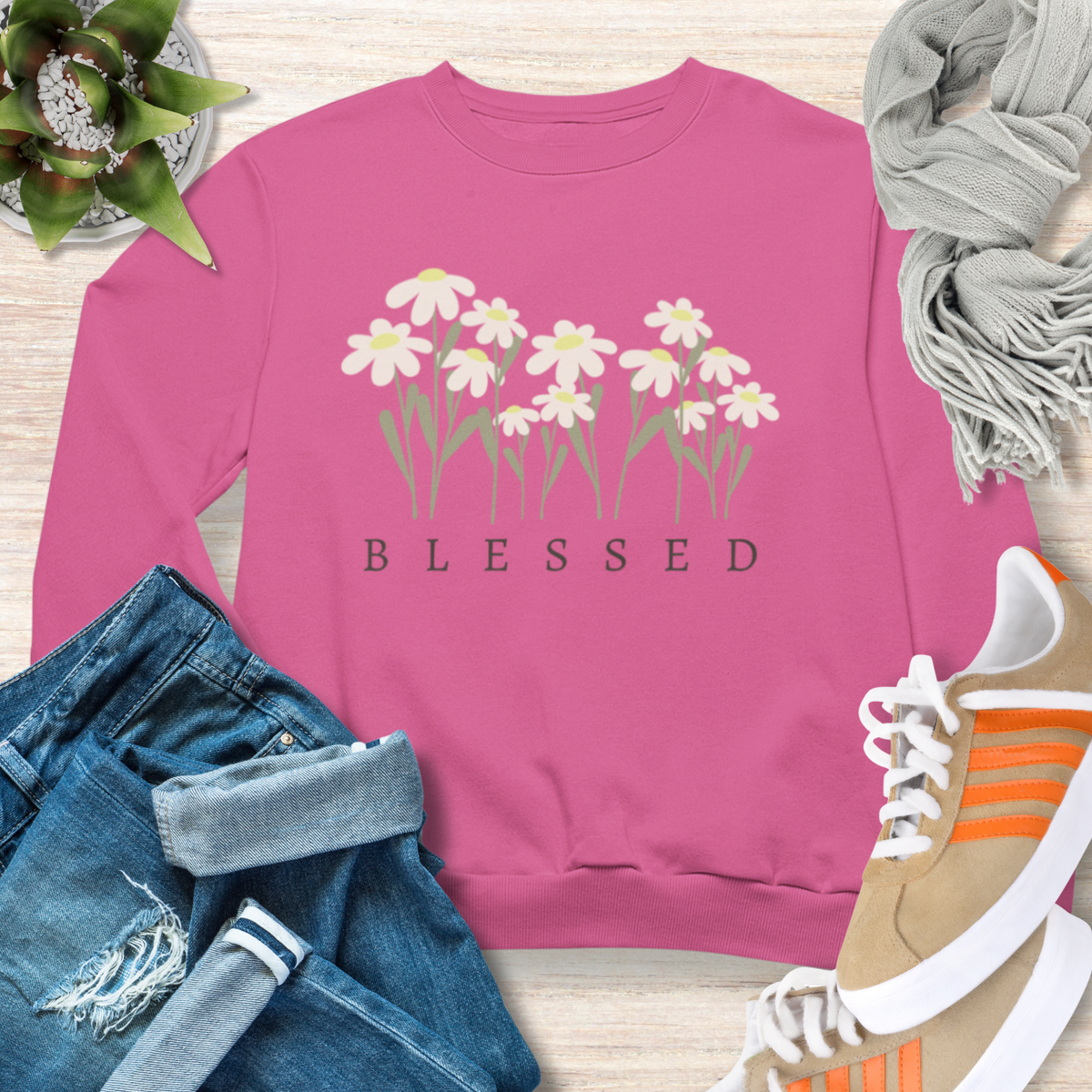 Blessed Sweatshirt Cozy Christian Sweatshirt Inspirational Women Sweatshirt