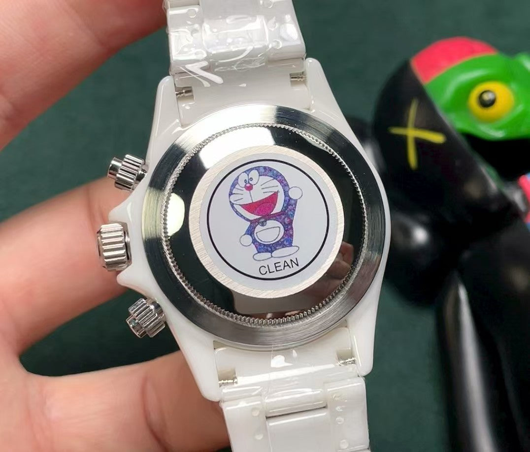 Ceramic white watch with crystal dial watch