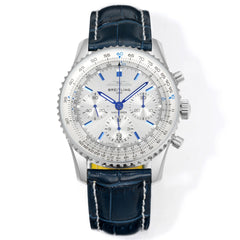 Chronograph - Silver Blue - N-Timer - Blue Leather - Automatic - 43mm