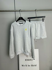 Versatile round neck hoodie short skirt set