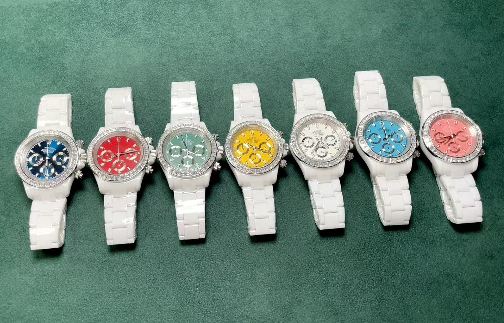 Ceramic white watch with crystal dial watch