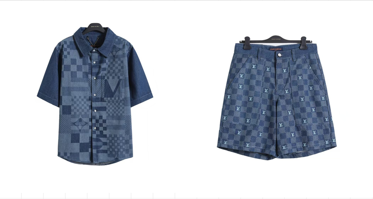 Denim short sleeved shirt shorts set