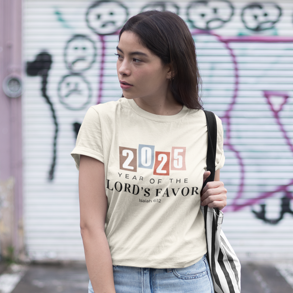 Christian Tshirt, Year of the Lord's Favor 2025, Faith Inspired Tshirt, Christianity Graphic tees, Religious Gift for Women, Scripture shirt