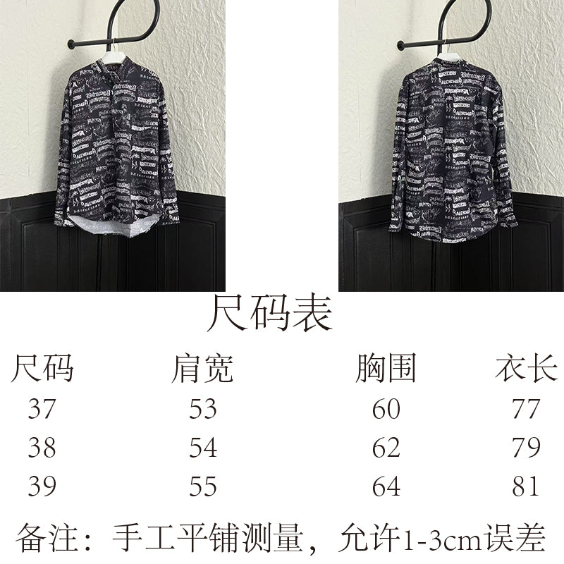 Letter printed graffiti long sleeved shirt