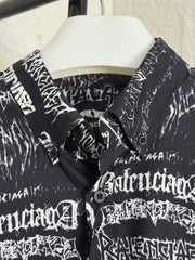 Letter printed graffiti long sleeved shirt