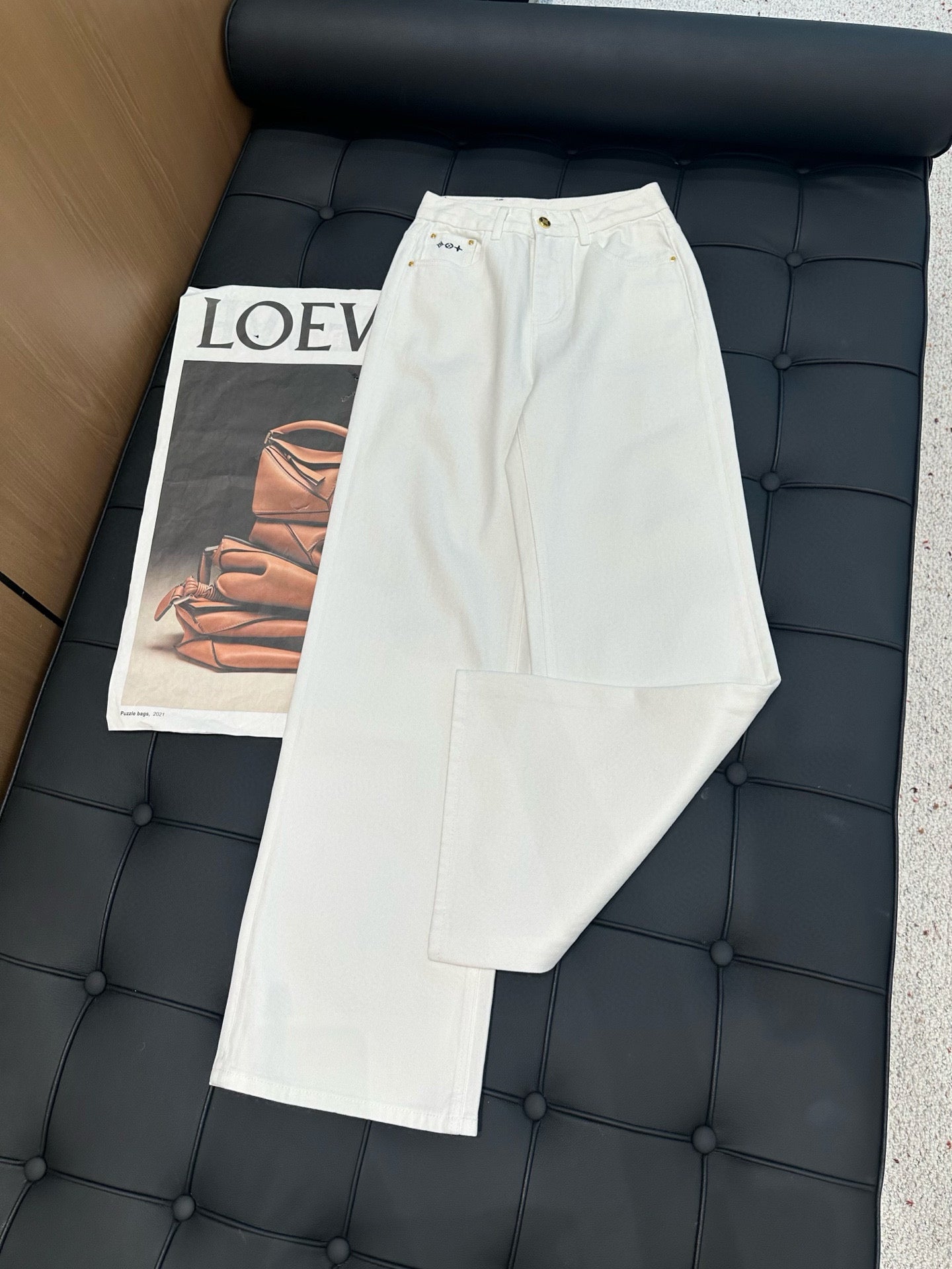 Silk scarf decorated jeans